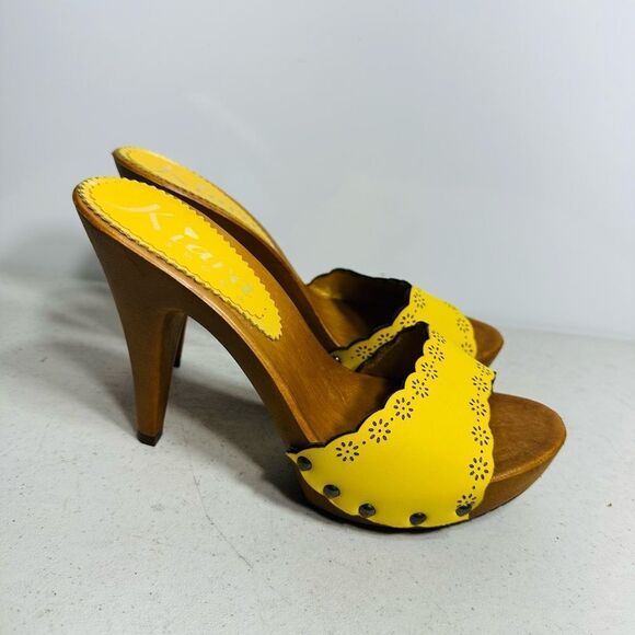 Zoccoli da donna con Fiori Laserati TACCO 11 - K23301 GIALLO 40-9 - Picture 2 of 7